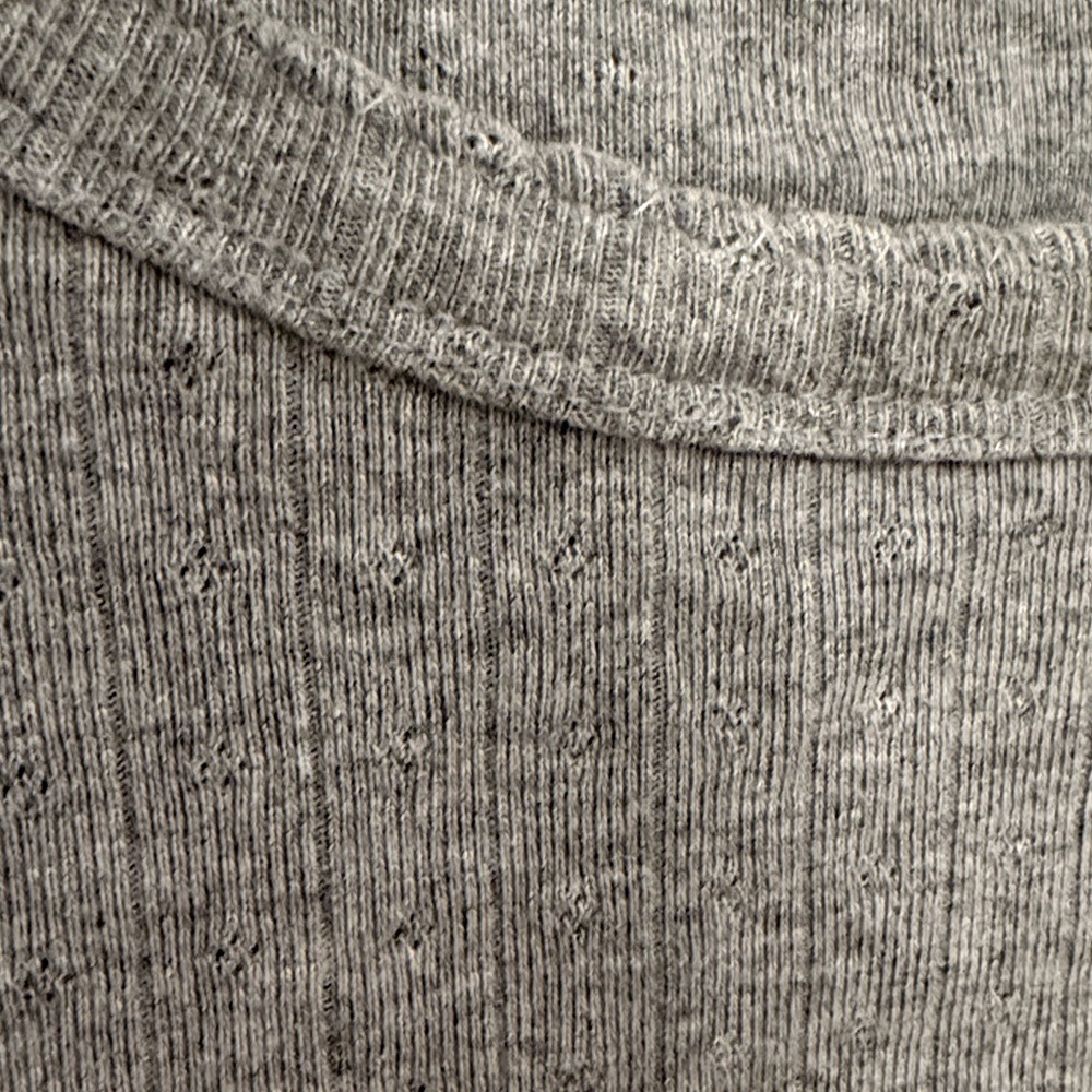 Marea by Liz Joy Pointelle Heather Gray Long Sleeve Top - Picture 3 of 4